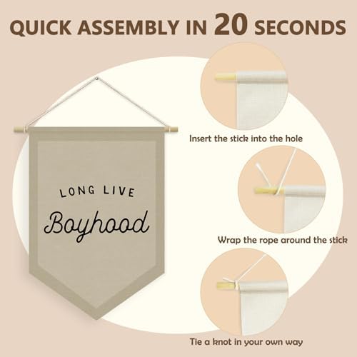 Boys Room Decor, Long Live Boyhood Linen Canvas Banner, Boy Nursery Wall - Image 4