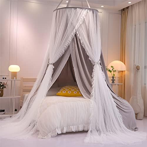 VETHIN Double Layer Princess Round Dome Canopy Bed Curtain - Image 2