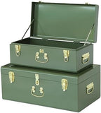 Vixdonos Metal Trunk Decorative Storage Box Set of 2 College Dorm Chest by Vixdonos
