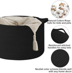 115L Extra Large Blanket Basket, Woven Rope Laundry Basket-Black - Image 3