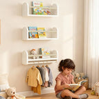 OurWarm Nursery Book Shelves for Wall Set of 3, Wall Mounted Floating - Image 5