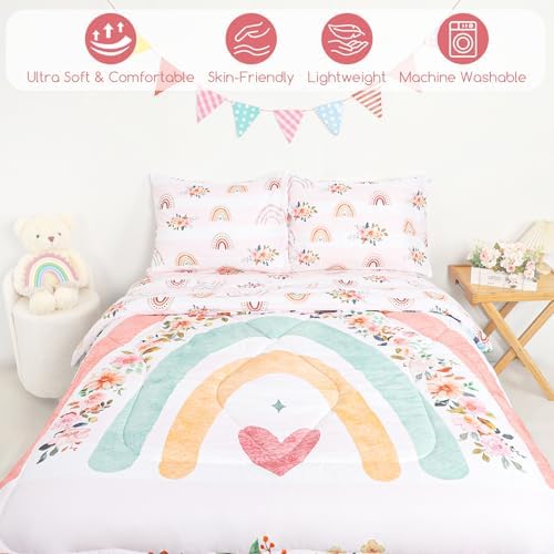 Toddler Bedding Sets Twin Size for Girls, Rainbow Toddler Crib Bedding Set 5 - Image 3
