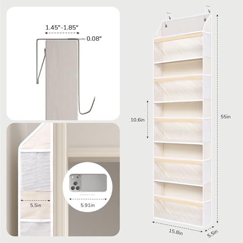 5 Tiers Natural Bamboo Over Door Organizer - Image 2