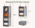 Homsorout 4-Tier Modular Hanging Closet Organizer Shelves Grey - Image 3