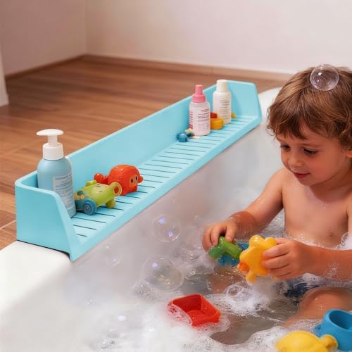 Bathtub Splash Guard for Tub Kids- Silicone Bath Play Shelf - Image 7