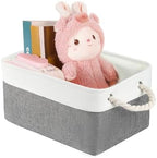 Storage Bins with Sturdy Cotton Handles, Fabric Storage Baskets by LordCom