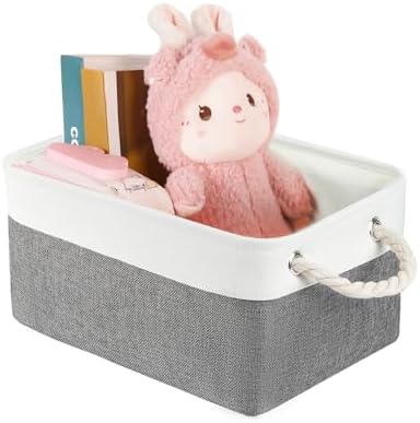 Storage Bins with Sturdy Cotton Handles, Fabric Storage Baskets by LordCom