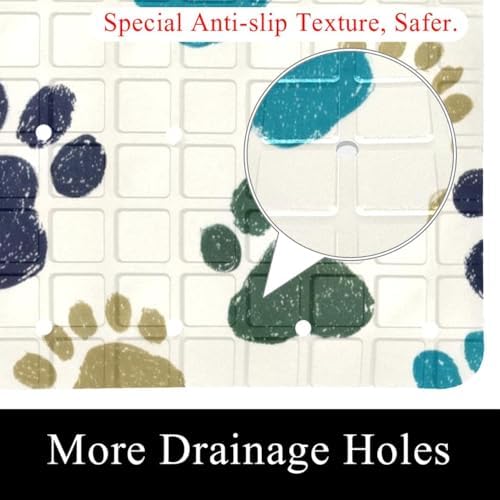 Shower Mat Non Slip 26.8 x 15.1 Inches, Dog Paws Bathtub Mat Shower Stall Mats - Image 2