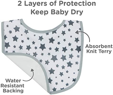 Neat Solutions 10 Pack Water Resistant Bib Set Blue/Grey Assorted, 0+ Months - Image 3