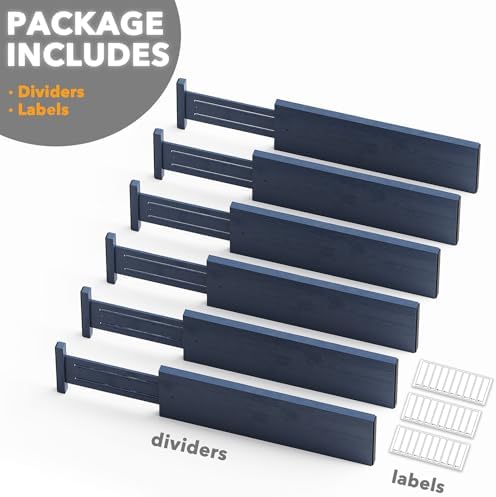 SpaceAid Bamboo Dresser Drawer Dividers 6 Pack, 4.65“ High Adjustable 17“-22” - Image 7