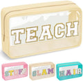 Teacher Appreciation Gifts Chenille Letter Clear Makeup Bag TEACH Pouch by izuzta