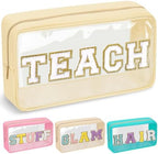 Teacher Appreciation Gifts Chenille Letter Clear Makeup Bag TEACH Pouch by izuzta