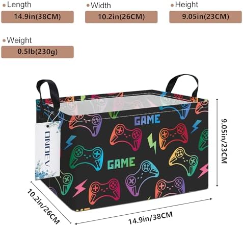 Rectangular Game Controller Storage Bin, Closet Organizer Basket - Image 2
