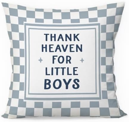 Blue Thank Heaven for Little Boys Pillow Covers 18x18 Boy Nursery Decor by Unknown
