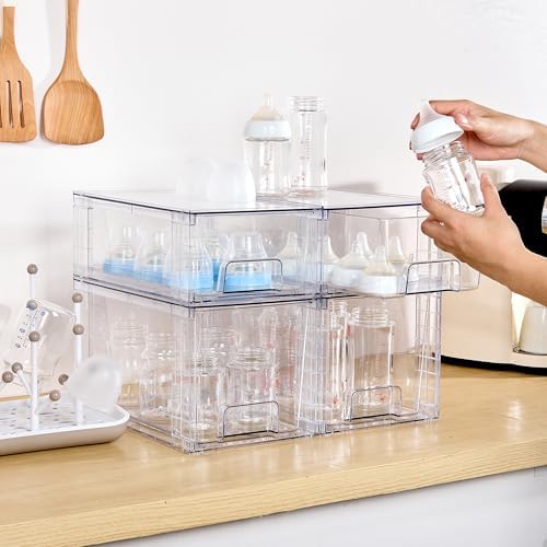 Vtopmart Clear Stackable Storage Drawers, 6 Pack Medium Organizer Set - Image 2