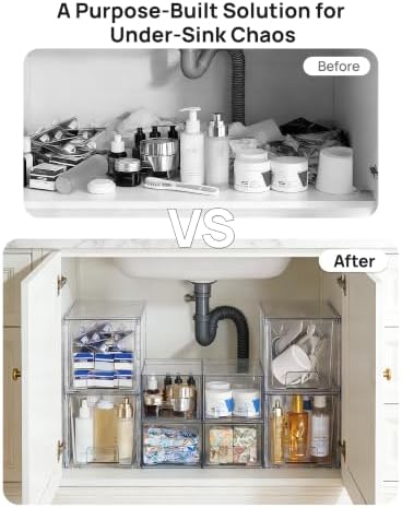 Vtopmart 8 Pack Clear Pull-Out Under Sink Organizer Set - Image 3