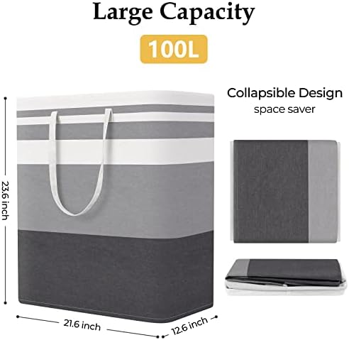 StorageRight Laundry Basket Hamper, 100L Collapsible Clothes Storage - Image 2