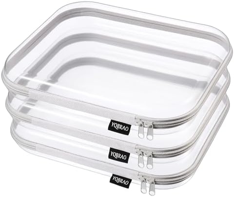 YQBRAO Clear Hard Shell Zipper Cases, 3 Large Travel Organizers by Unknown