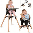 6 in 1 Baby High Chair, Convertible Wooden High Chairs - Image 2