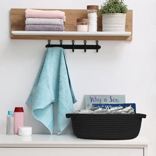 MEGASKET Black Woven Basket, 13” x 9” x 5” Cute Dog Toy Basket, Soft Cotton - Image 6