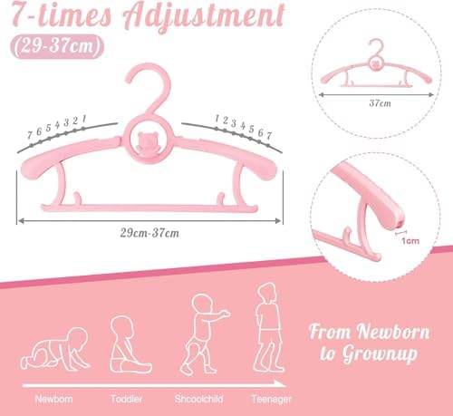 Kid Clothes Hangers 20 Pack, Plastic Baby Hangers Space Saving - Image 2