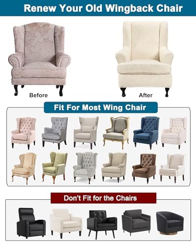 CRFATOP Wingback Chair Covers Wing Armchair Slipcovers - Image 4