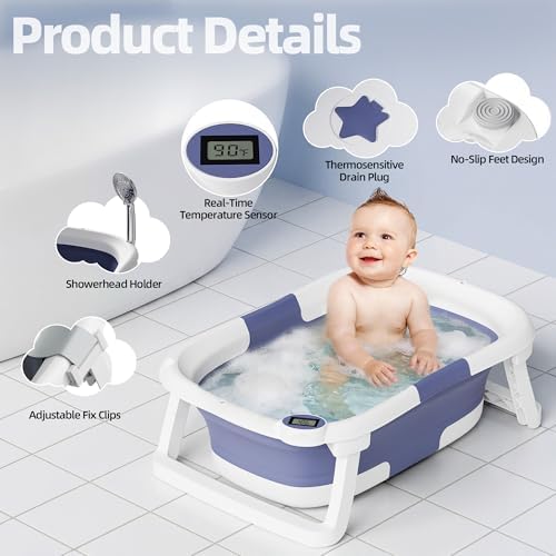 Collapsible Baby Bathtub with Thermometer, 0-36 Months - Image 6