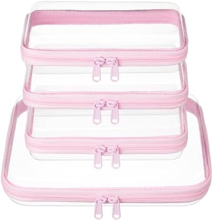 4 pcs Clear Zipper Pouches, Hard Shell Zipper Case, Toiletry Bag by WELPIRT