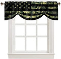 Rustic Green Camo Military Pattern American Flag Blackout Tie Up Valance by VandarllinHomeKitchenDecor