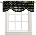 Rustic Green Camo Military Pattern American Flag Blackout Tie Up Valance by VandarllinHomeKitchenDecor