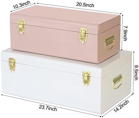 Vixdonos Metal Trunks College Dorm Steel Chests Decorative Storage Box Set of 2 - Image 2