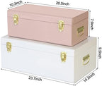 Vixdonos Metal Trunks College Dorm Steel Chests Decorative Storage Box Set of 2 - Image 2