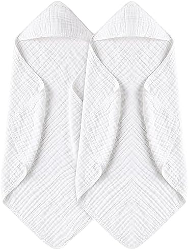 Yoofoss Hooded Baby Bath Towels 2 Pack 100% Muslin Organic Cotton by YOOFOSS