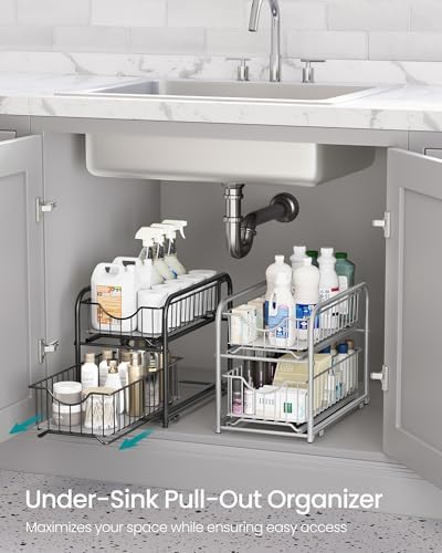 SONGMICS 4-Tier Pull Out Cabinet Organizers, Under Sink Organizer, Bathroom - Image 3