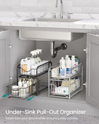 SONGMICS 4-Tier Pull Out Cabinet Organizers, Under Sink Organizer, Bathroom - Image 3