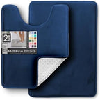 Clara Clark 2 Piece Bathroom Rugs, Velvet Memory Foam Bath Mat Set, Non-Slip - Image 3