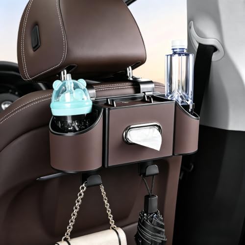 Back Seat Car Organizer, 2 Cup Holders, Tissue Holder, Phone Stand & Hooks by Oktree