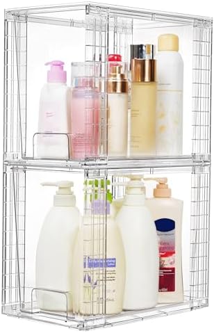 Vtopmart 2 Pack Clear Stackable Storage Drawers, 9.7" High Plastic Organizers - Image 4