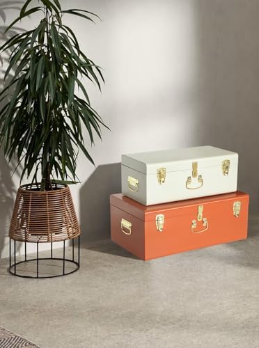 Vixdonos Decorative Large Metal Box Storage Trunk Chest Set of 2 College Dorm - Image 7