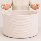 OrganiHaus Round Toy Basket & Blanket Basket, Cotton Rope 20x13" by OrganiHaus