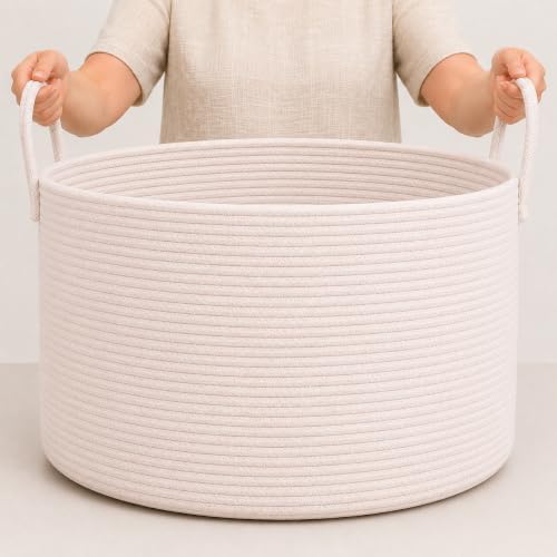OrganiHaus Round Toy Basket & Blanket Basket, Cotton Rope 20x13" by OrganiHaus