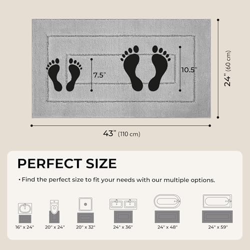 GRANNY SAYS Gray Bathroom Runner Rug 24" x 43", Soft Microfiber Bath Mat - Image 2