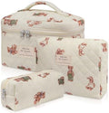 Gosect 3pc Makeup Bag Set, Quilted Makeup Bag Set, Large Floral Cosmetic Bag by Gosect