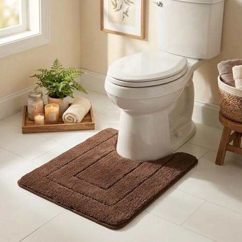 GRANNY SAYS Brown U Shaped Toilet Rug 20" x 24", Non-Slip Bath Mat by GRANNYSAYS