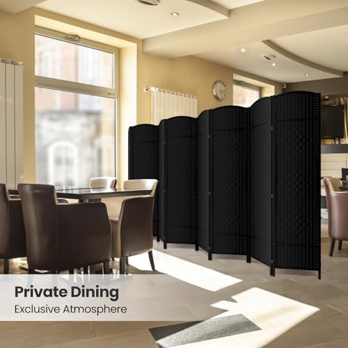 8 Panel Folding Room Divider, Woven Privacy Screen - Image 6