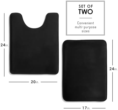 Clara Clark 2 Piece Bathroom Rugs, Velvet Memory Foam Bath Mat Set, Non-Slip - Image 2