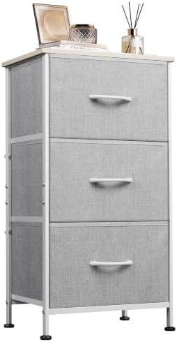WLIVE Small Dresser Nightstand for Bedroom, 3 Drawers, Light Grey by WLIVE