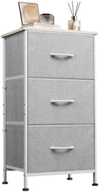 WLIVE Small Dresser Nightstand for Bedroom, 3 Drawers, Light Grey by WLIVE