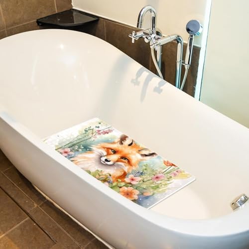 Shower Mat Non Slip 26.8 x 15.1 Inches, Fox Flower Bathtub Mat Shower Stall Mats - Image 4