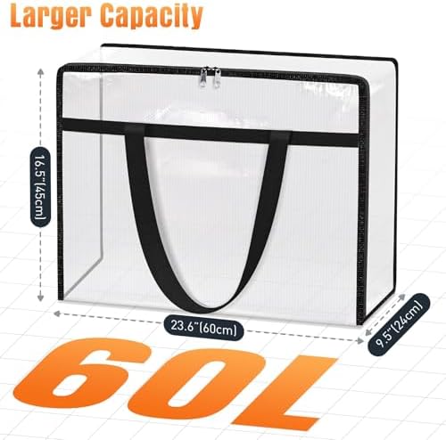 8 Packs 60L Clear Under Bed Storage Containers, Large Clothes Storage Bags - Image 2